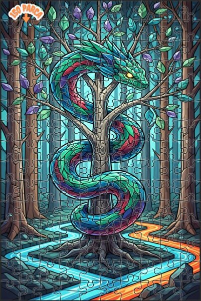 Teona Ahşap لغز خشبي مؤطر بطبقتين على شكل تنين الغابة الغامضة 150 قطعة 20×30