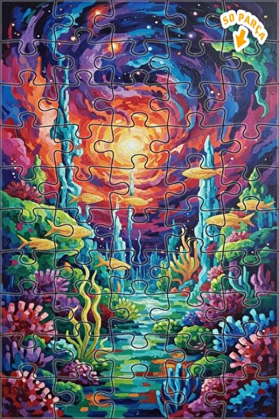 Teona Ahşap لغز خشبي بإطار مزدوج الطبقات بمظهر لوحة زيتية لعالم تحت البحر الخ...