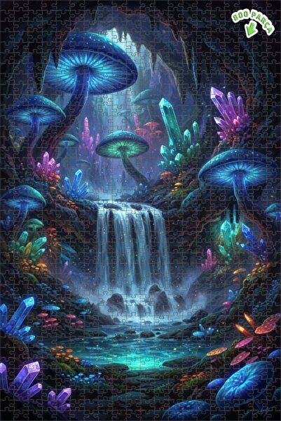 Teona Ahşap لغز خشبي بتصميم شلال كريستالي سحري بمظهر لوحة زيتية 800 قطعة 70×50