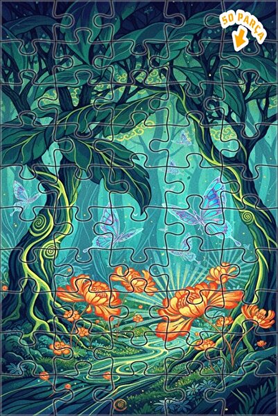 Teona Ahşap لغز خشبي مؤطر بطبقتين بتصميم فني يشبه لوحة زيتية لفراشات الغابة ا...