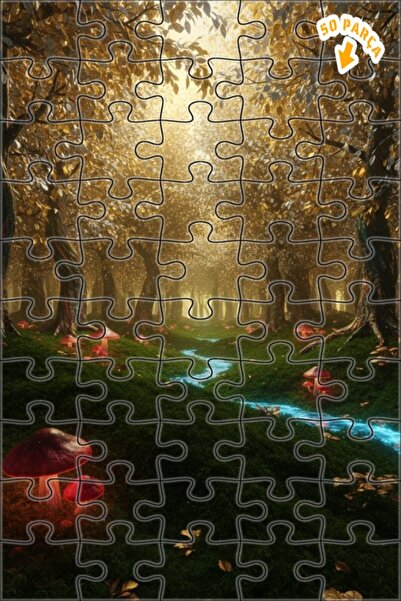 Teona Ahşap لغز خشبي مؤطر بطبقتين ملون بالزيت بتصميم الغابة السحرية والفطر ال...