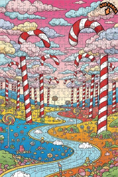 Teona Ahşap لغز خشبي مؤطر بطبقتين من فن القصص المصورة الخيالية لـ "أرض الحلوى...