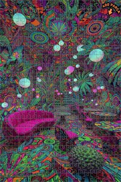 Teona Ahşap لغز خشبي بإطار ذو طابقين بمظهر لوحة زيتية بنمط الغابة السحرية 400...