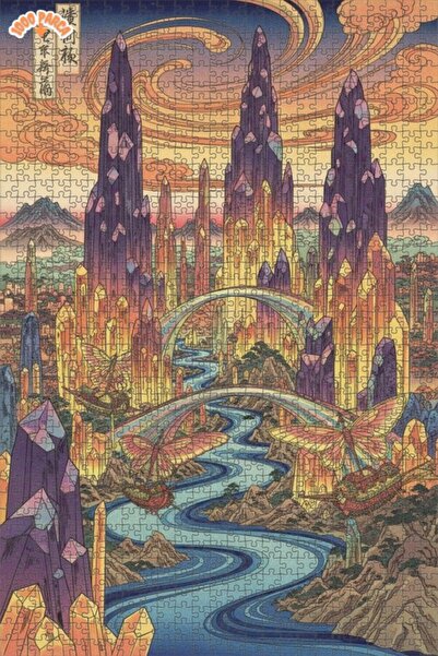 Teona Ahşap لغز خشبي بإطار مزدوج الطبقات من كريستال سيتي تيل، 1000 قطعة، 70×50