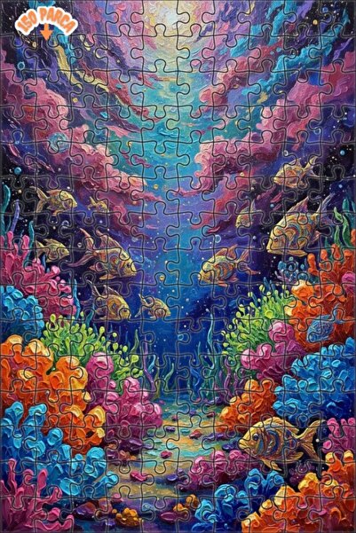 Teona Ahşap لغز خشبي بتصميم الحياة البحرية الملونة بمظهر اللوحات الزيتية 150 ...