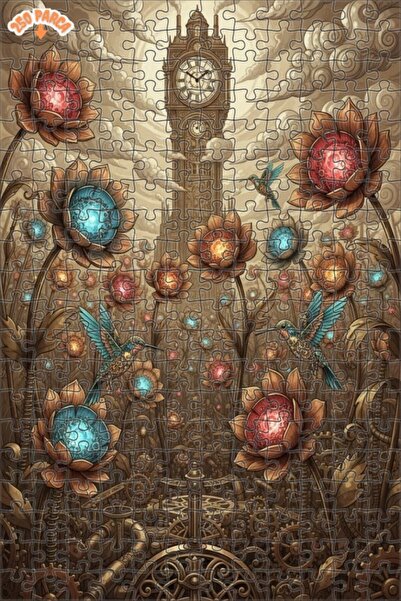 Teona Ahşap لغز خشبي بإطار مزدوج الطابق مطلي بالزيت على شكل برج الساعة من سلس...