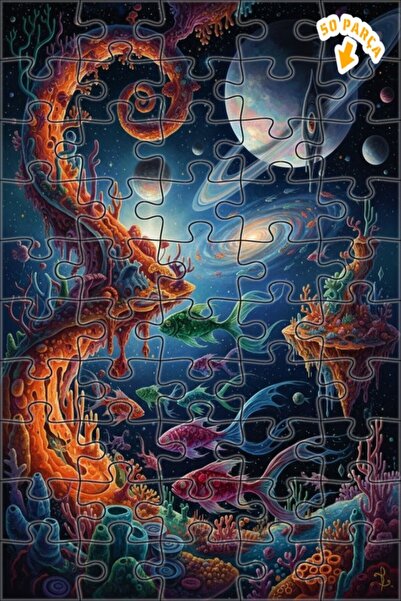 Teona Ahşap لغز خشبي رائع ذو طابقين بإطار يشبه الرسم الزيتي لحيوانات البحر ال...