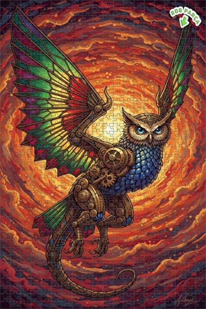 Teona Ahşap لغز فني على شكل بومة ميكانيكية بأجنحة تشبه التنين، بمظهر فني مائي...