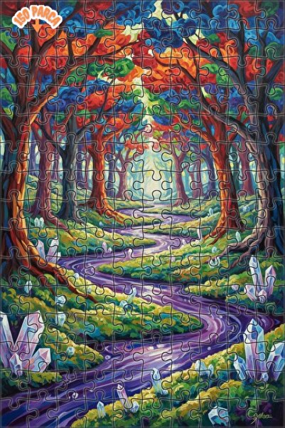 Teona Ahşap لغز خشبي بمظهر لوحة زيتية لمسار الغابة الكريستالية السحرية 150 قط...