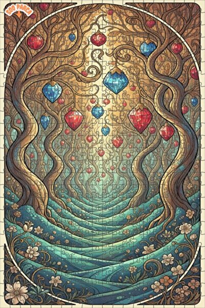 Teona Ahşap لغز فني بمظهر الغابة الكريستالية الغامضة بتأثير الألوان المائية 5...