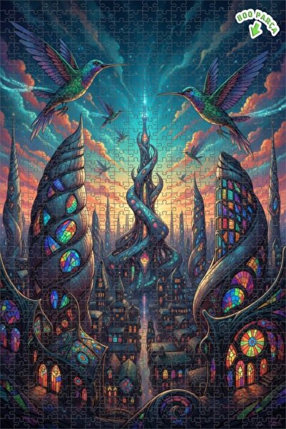 Teona Ahşap ألغاز خشبية مؤطرة بطبقتين بتصميم طائر الطنان في المدينة السحرية ذ...