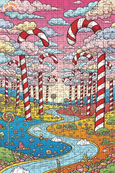 Teona Ahşap لغز خشبي مؤطر بطبقتين من فن القصص المصورة الخيالية لـ "أرض الحلوى...