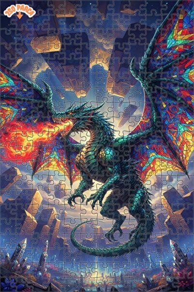 Teona Ahşap لغز خشبي على شكل جناح التنين ينفث النار 250 قطعة 30x30