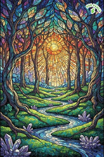 Teona Ahşap لغز خشبي على شكل غابة كريستالية 800 قطعة 70×50