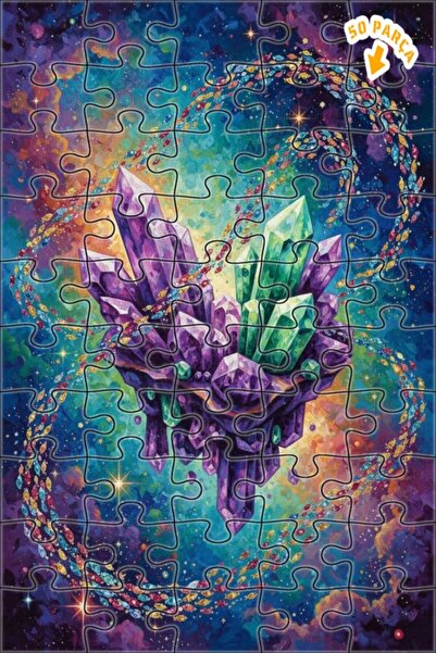 Teona Ahşap Mysterious Crystal Galaxy Art Double Layer Framed Wooden Puzzle 5...