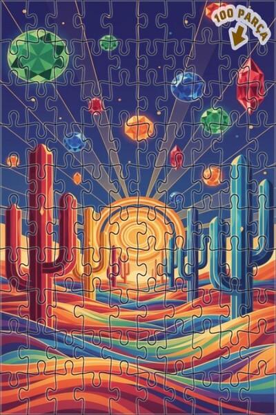 Teona Ahşap لغز خشبي بمظهر لوحة زيتية بألوان صحراوية، 100 قطعة، 25×25