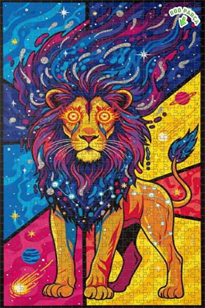 Teona Ahşap Leo Zodiac Galaxy Art Double Layer Framed Wooden Puzzle 800 Piece...