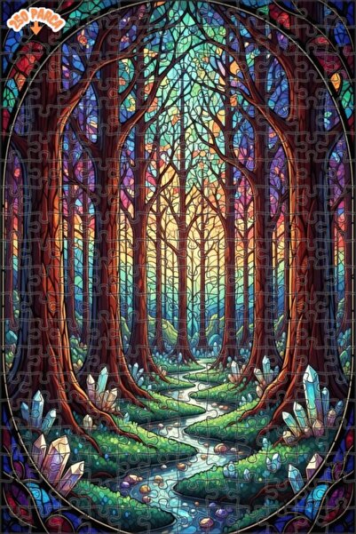 Teona Ahşap لغز خشبي مؤطر بطبقتين بمظهر لوحة زيتية لغابة سحرية كريستالية 250 ...