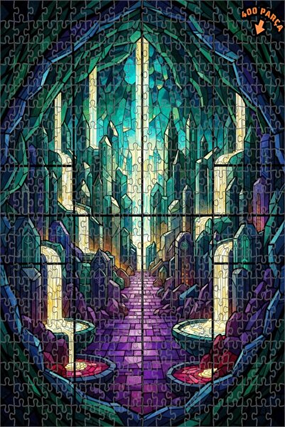 Teona Ahşap لغز فني لمدينة الكريستال الغامضة مع شلالات برية ومشهد مائي، 400 ق...