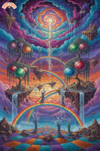 Teona Ahşap لغز خشبي مؤطر بطبقتين بمظهر لوحة زيتية لـ "أرضيات غامضة" 1000 قطع...