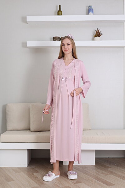 ERDENİZ TEKSTİL Lohusa ve Hamileler İçin Dantel Detaylı V Yaka Hamile Lohusa ...