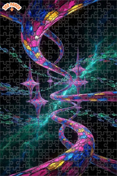 Teona Ahşap لغز فني من الفسيفساء الزجاجية الملونة على شكل حلزون الحمض النووي ...