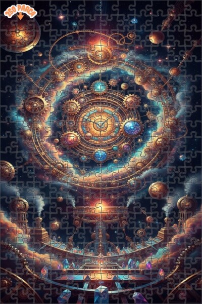 Teona Ahşap آلية ساعة الكون على طراز ستيمبانك، لوحة زيتية، لغز خشبي بإطار مزد...