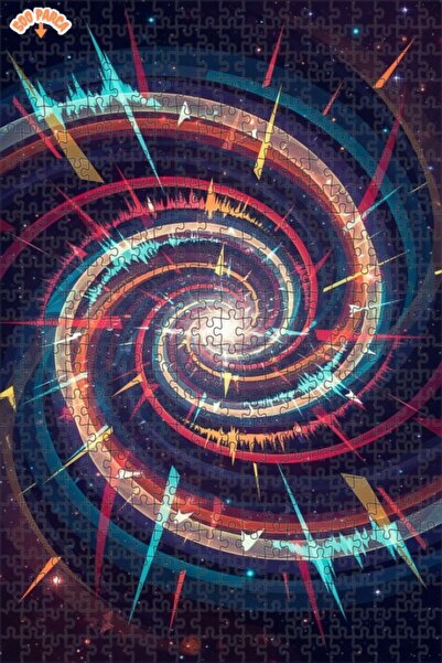 Teona Ahşap Cosmic Swirl Modern Art Oil Painting Look Double Layer Framed Woo...