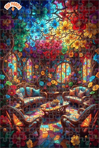 Teona Ahşap لوحة زيتية لصالة الحديقة بلون كروم، 150 قطعة، 20×30