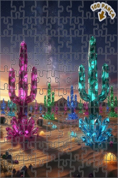 Teona Ahşap الكواكب الكريستالية المتوهجة في صحراء الكاكتوس 100 قطعة 25x25