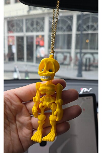 şimika tuning tuningmarketim İskelet Kuru Kafa Ayna Süsü Anahtarlık (sarı)