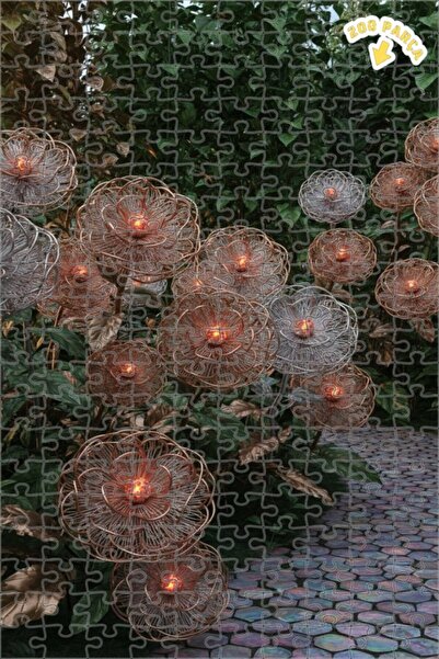 Teona Ahşap لغز خشبي معدني على شكل حديقة زهور مقطوع بالليزر بإطار مزدوج الطبق...