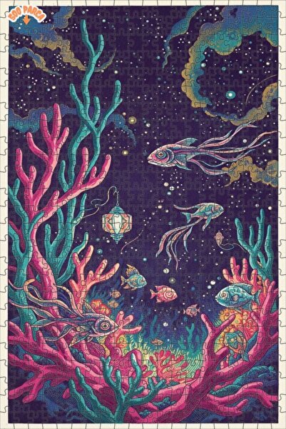 Teona Ahşap لغز خشبي بإطار مزدوج الطبقات بألوان زاهية تحت الماء 500 قطعة 50x30