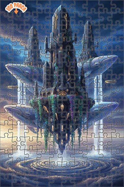 Teona Ahşap لغز خشبي رائع بإطار مزدوج الطبقات بتصميم قلعة السماء والحوتات الع...