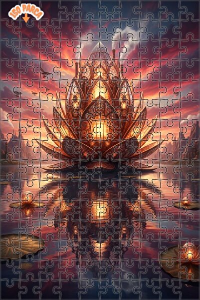 Teona Ahşap Steam Flower Palace Steampunk Art Double Decker Framed Wooden Puz...