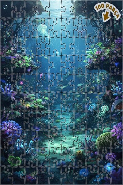 Teona Ahşap لغز خشبي بمظهر لوحة زيتية لحيوانات المحيط السحرية 100 قطعة 25×25