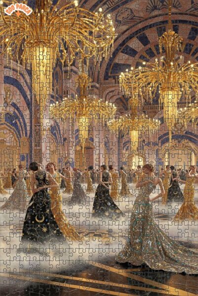 Teona Ahşap Ballroom with Golden Candlesticks Art Double-Decker Framed Wooden...