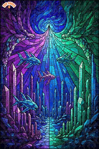 Teona Ahşap لغز خشبي فني من الزجاج الملون على شكل أسماك ملونة من بحر الكريستا...