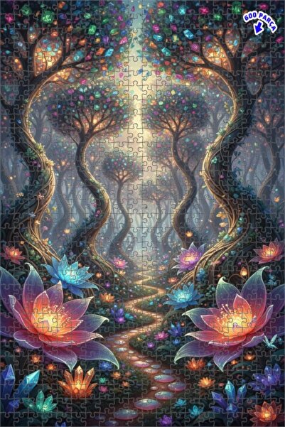 Teona Ahşap 600 قطعة من الكريستال على شكل أشجار الغابة الخيالية بمظهر مائي 50×35