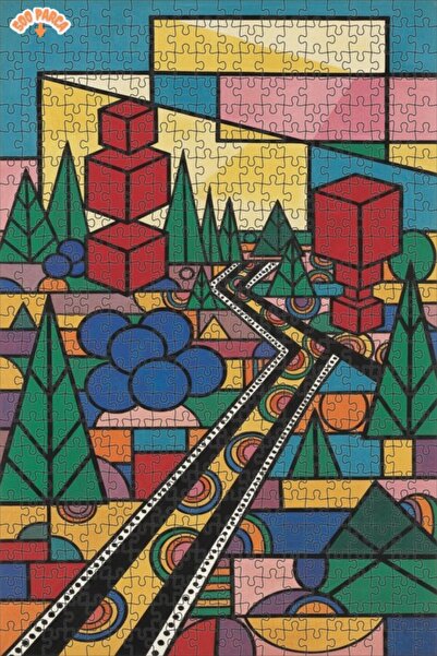 Teona Ahşap Abstract Geometry Art Double Layer Framed Wooden Puzzle 500 Piece...