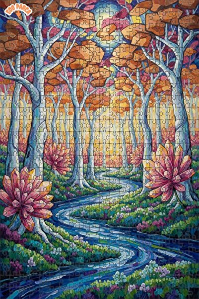 Teona Ahşap لوحة زيتية لمنظر غابة كريستالية سحرية، لغز خشبي بإطار مزدوج الطبق...