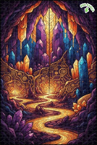 Teona Ahşap لغز خشبي بإطار مزدوج الطبقات بمظهر الرسم المائي لرحلة الكهف الكري...