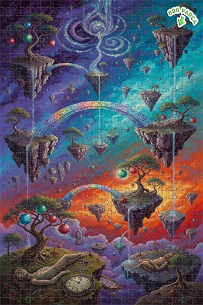 Teona Ahşap لغز خشبي بإطار ذو طابقين بمظهر لوحة زيتية من سلسلة جزر الأحلام ال...