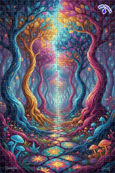 Teona Ahşap لغز خشبي مؤطر بطبقتين بمظهر لوحة زيتية يشبه حلم الغابة السحرية 60...