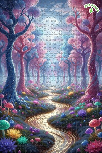 Teona Ahşap لغز خشبي بإطار مزدوج الطبقات من ماسالي، طريق الغابة، 800 قطعة، 70×50