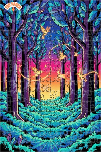 Teona Ahşap لغز خشبي بإطار مزدوج الطبقات بتصميم طيور الغابة والغزلان الكريستا...