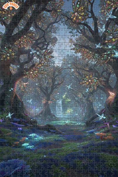 Teona Ahşap لغز خشبي مؤطر بتصميم الغابة السحرية 500 قطعة 50×30