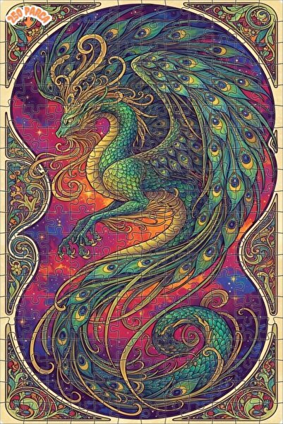 Teona Ahşap لغز خشبي مؤطر بطبقتين من فن التنين الطاووس السحري 250 قطعة 30x30