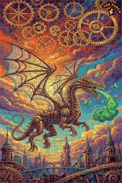 Teona Ahşap لغز خشبي بإطار مزدوج الطبقات بمظهر لوحة زيتية ميكانيكية للتنين 40...