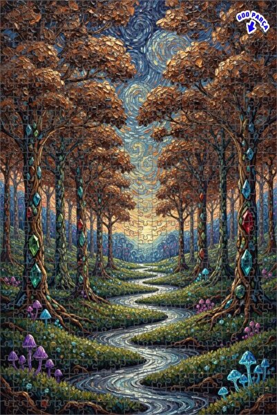 Teona Ahşap لغز خشبي بمظهر لوحة زيتية لغابة سحرية 600 قطعة 50×35